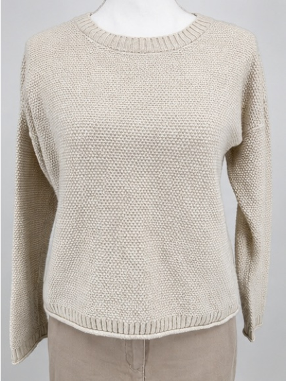 Madewell Neutral Cream Textured Knit Pullover Cotton blend